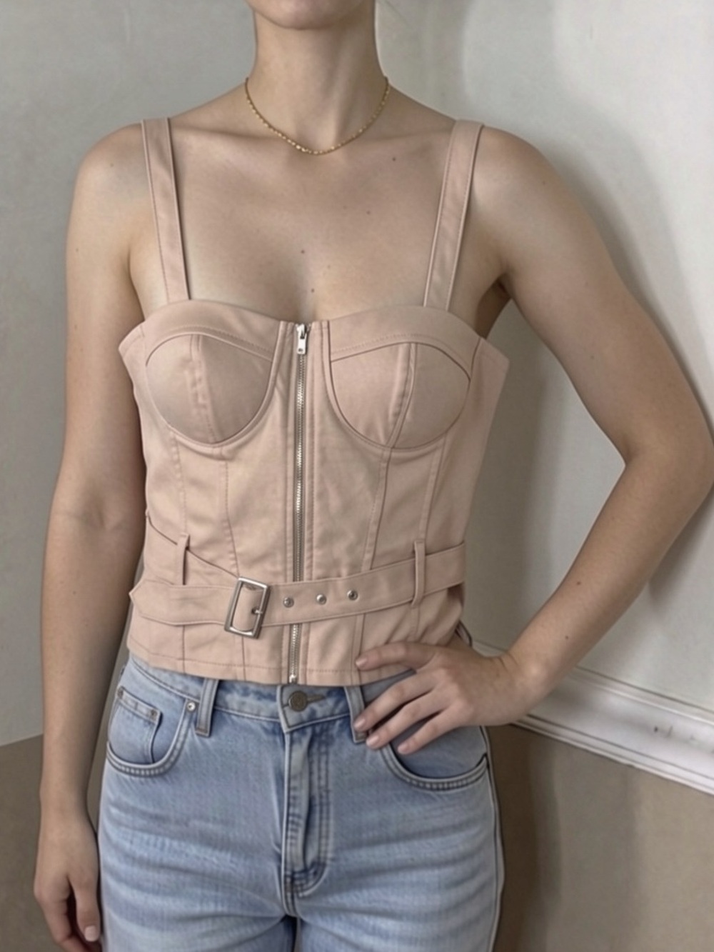 ❤️ 5 for $20! NWT Haute Monde Blush Pink Structured Bustier Camisole with Belt